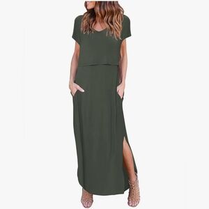 Maternity/Nursing Olive Green Maxi Dress